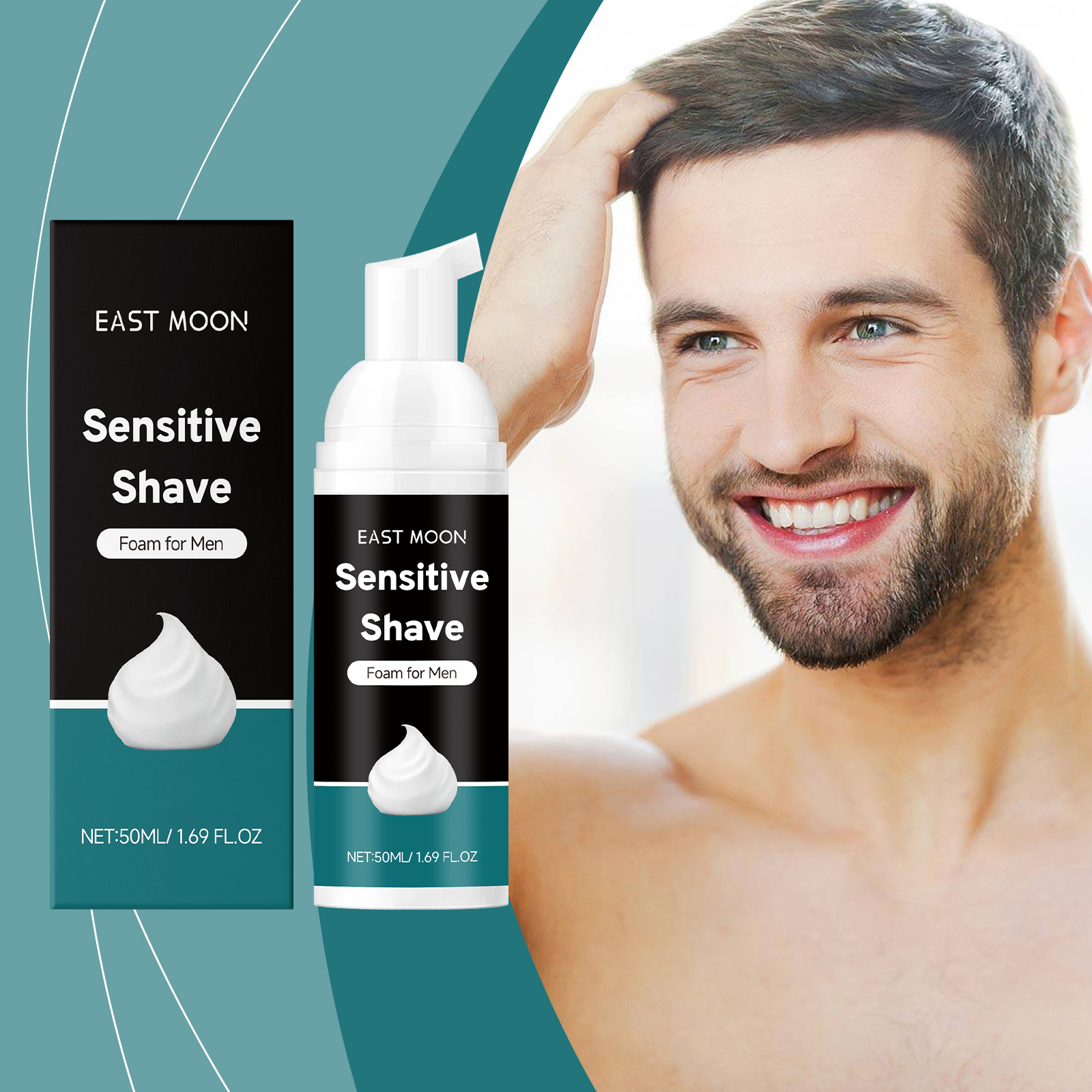 Shaving Cream - 50 ミリリットルアロエシェービングムース男性用リフレッシュ感を保ち、快適にし、ひげを柔らかくし、刺激をせず、ディープクリーニングシェービングスキンケアクリーム
