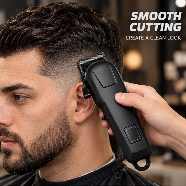 Grooming Kit - 電動バリカンとシェーバーのセット。バッテリー残量表示機能付き、USB充電式。家庭用メンズグルーミングキット。様々なサイズのガイドコーム、携帯用トリマー、ヘアカットと髭剃りの2WAY仕様。クリーニングブラシと充電ケーブル付属。家庭用パーソナルグルーミングツール。軽量で持ちやすく、ヘアカット、輪郭の整え、髭剃り、毛や輪郭のトリミングに最適。