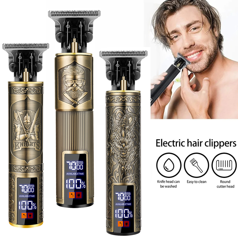 Electric Shaver Rotary - コードレス T9 ヘアトリマー男性用 USB 高速充電電気シェーバーヴィンテージ理髪クリッパーポータブルひげヘアカットマシン