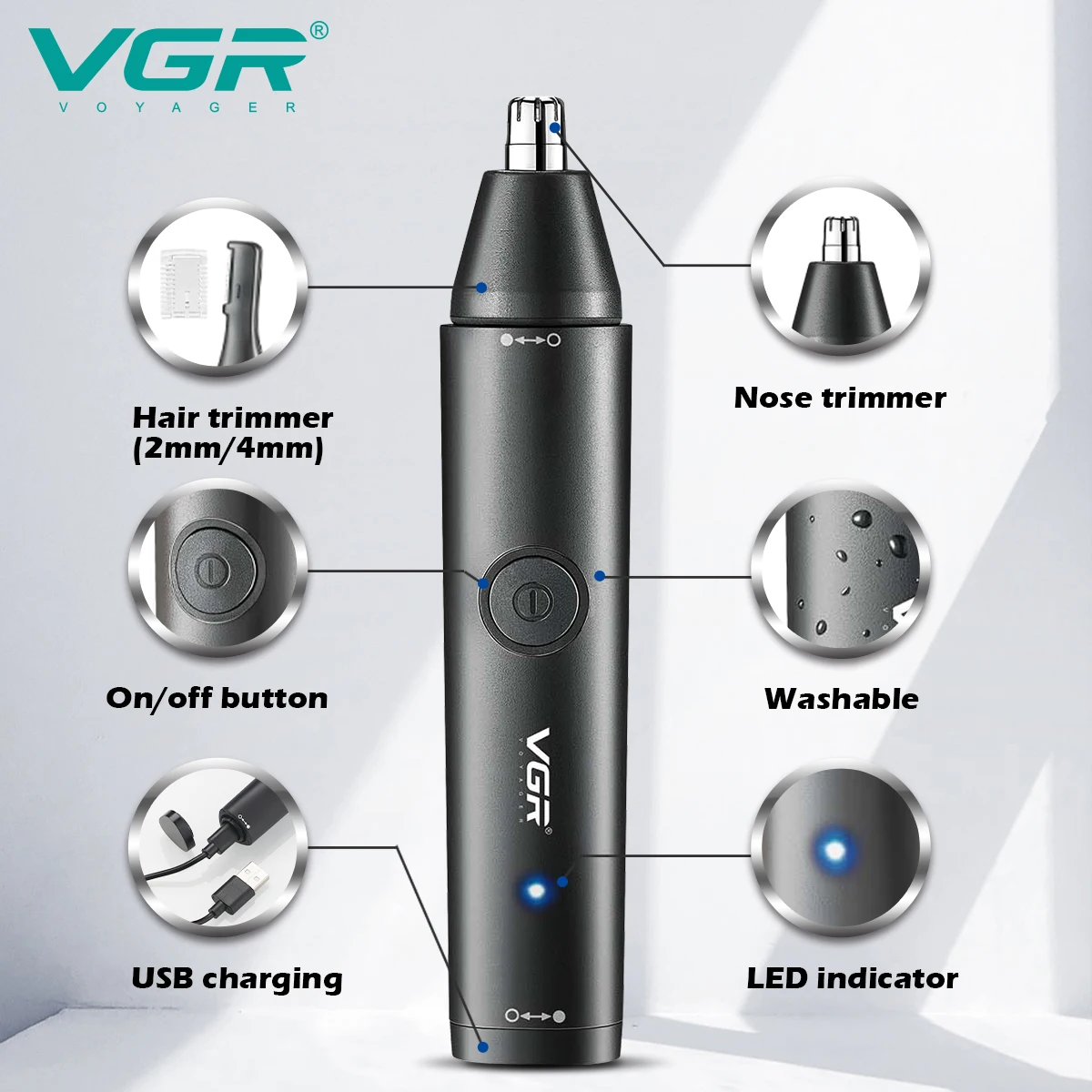 Vgr-充電式電気鼻毛トリマー,洗える,2 in 1,あごひ - Nose Trimmer のレビューと価格