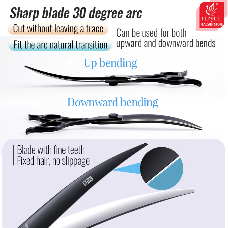 フェニーチェプロフェッショナル7インチカーブカット鋸歯状刃付 - Grooming Scissors のレビューと価格
