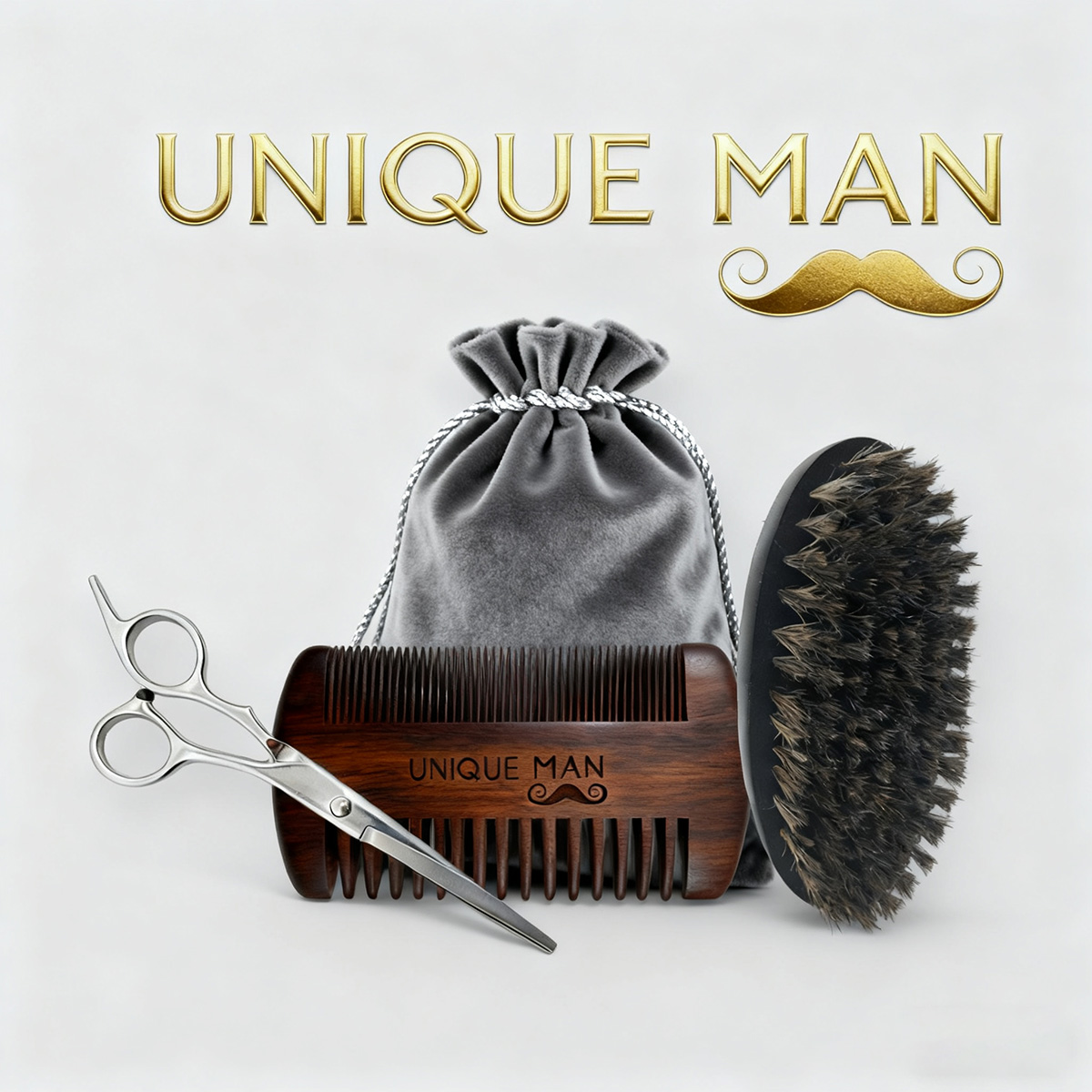 ユニークマン メンズひげセット、黒ひげブラシとコーム、毎日の - Grooming Kit のレビューと価格