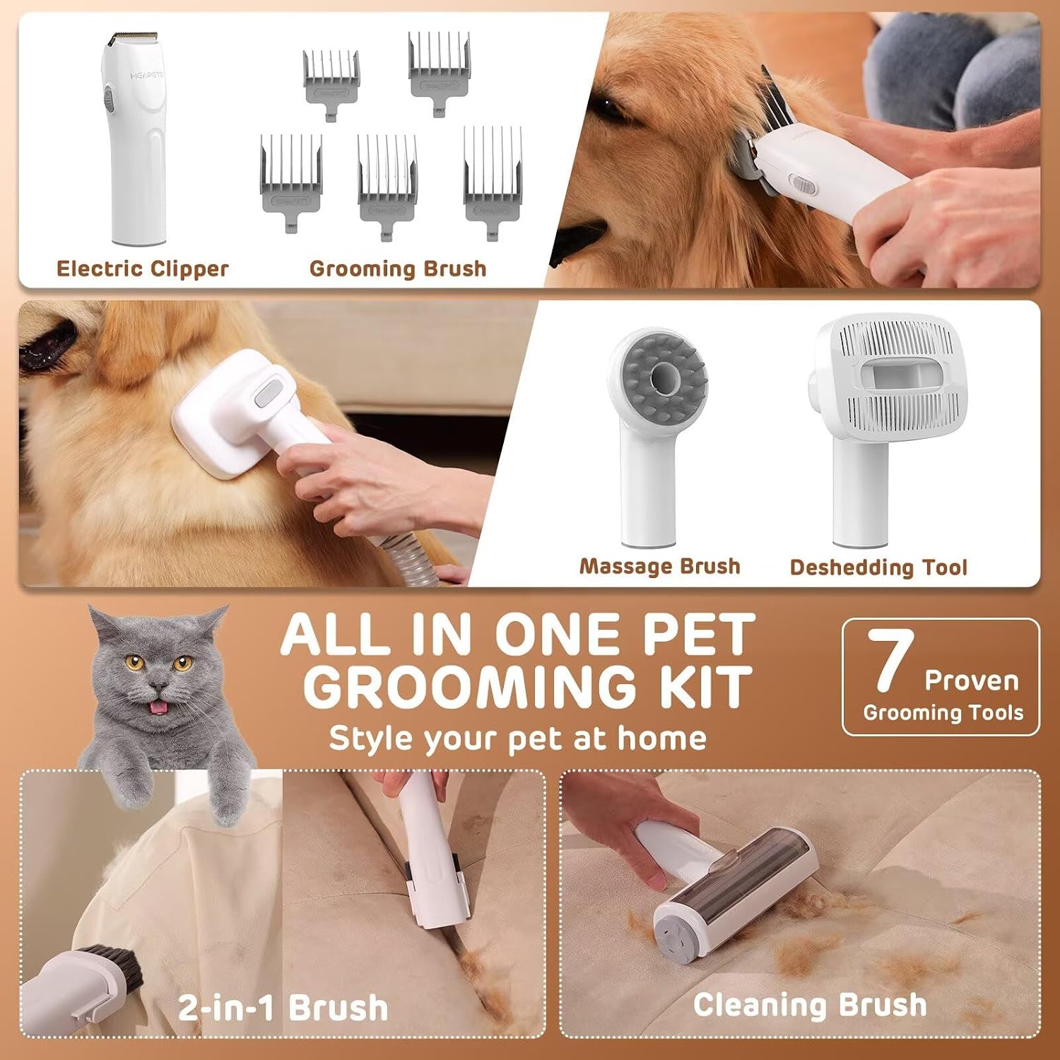 HEAPETS犬用グルーミング掃除機キット - 3L真空掃除 - Grooming Kit のレビューと価格